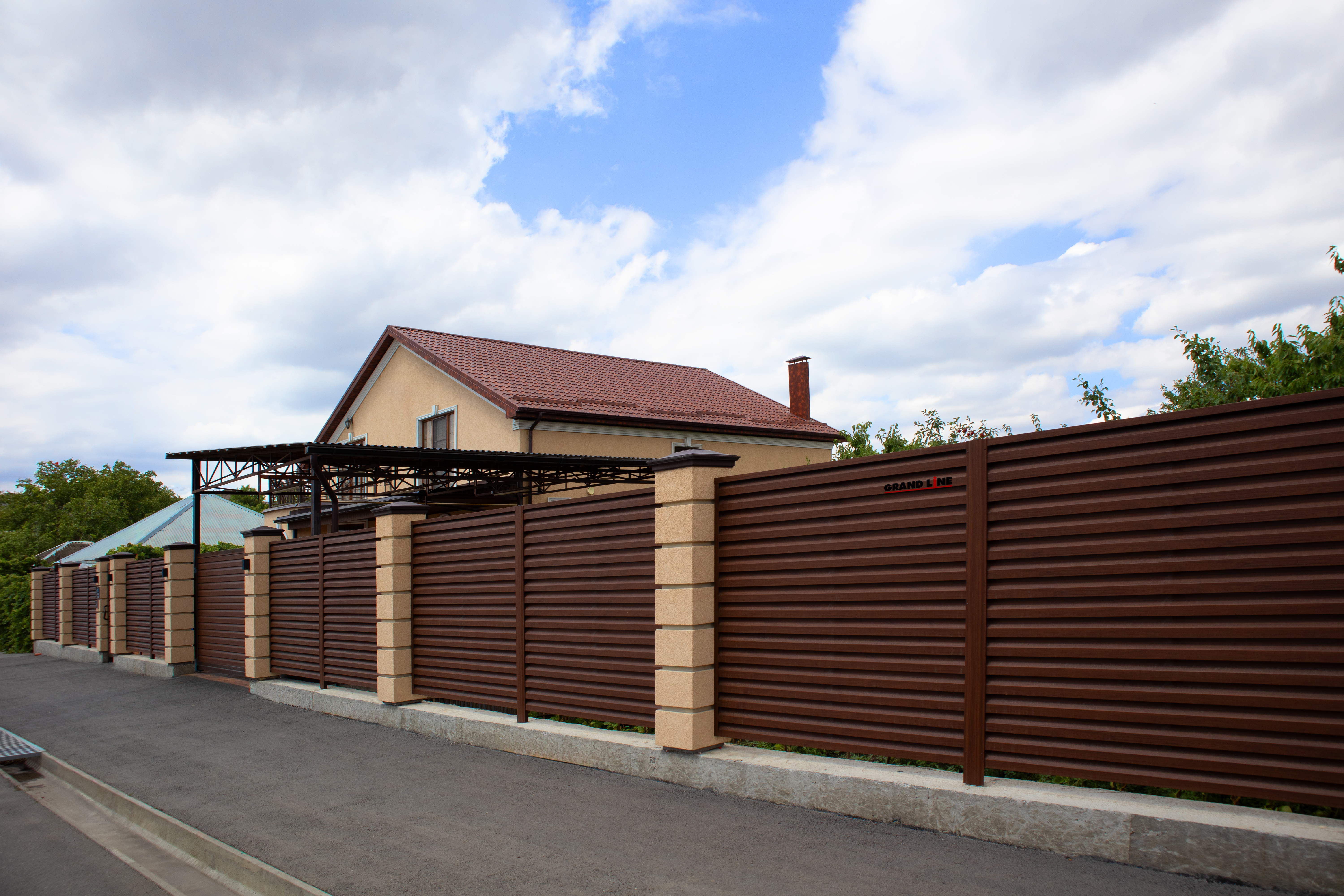 Ламель забора жалюзи Милан новый Grand Line 0,45 Принт Элит Шоколадное дерево TwinColor